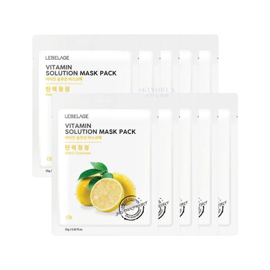 LEBELAGE Vitamin Solution Mask Pack - 10 masks - Revitalizing and brightening Mask pack - Pack de 10 masques visage revitalisant et éclaircissant pas cher - Kbeauty Korean skincare Europe fast delivery - Skincare coréenne Skinorea shop Paris France livraison rapide