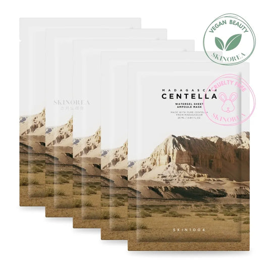 SKIN1004 Madagascar Centella Watergel Sheet Ampoule Mask Pack - 5 masks - Pack de 5 masques visage en tissu à base de centella asiatica  - Kbeauty Korean skincare Europe fast delivery - Skincare coréenne Skinorea shop Paris France livraison rapide