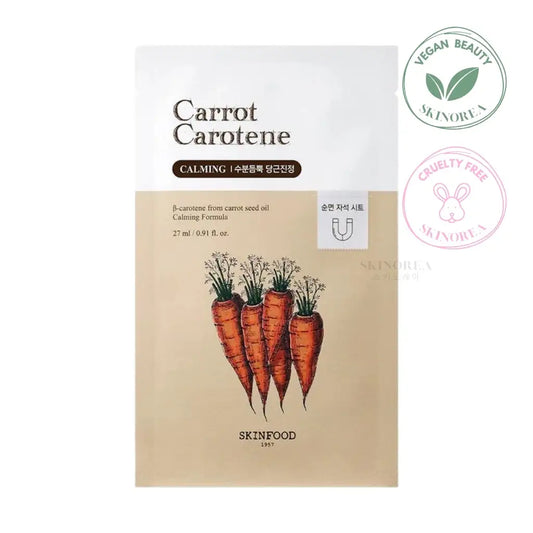SKINFOOD Carrot Carotene Calming Mask 1sheet - Vegan carrot sheet mask enriched with essence - Kbeauty Korean skincare yesstyle - Skinorea